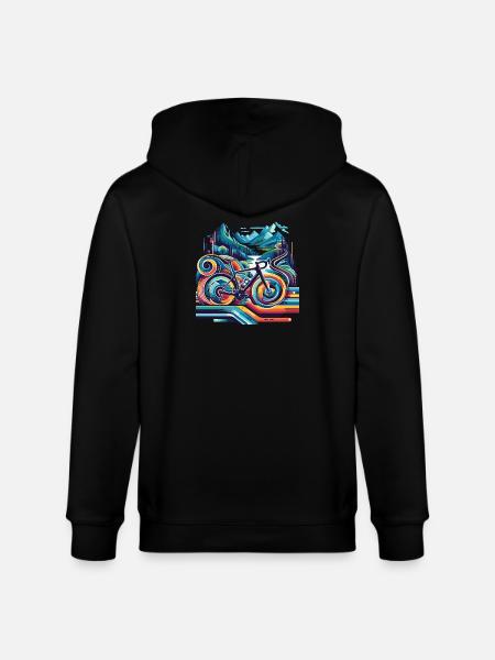 Bicycle with wavy lines - Stanley/Stella CULTIVATOR Unisex Organic Hooded Jacket - black