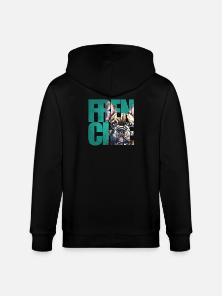 French Bulldog Portrait - Stanley/Stella CULTIVATOR Unisex Organic Hooded Jacket - black