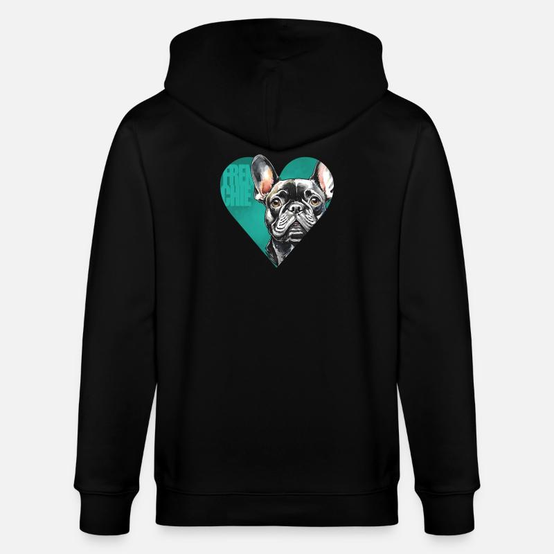 Portrait de bouledogue français - Veste à capuche bio CULTIVATOR Stanley/Stella Unisexe - noir