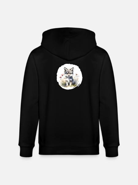 Aquarelle de loup - Veste à capuche bio CULTIVATOR Stanley/Stella Unisexe - noir