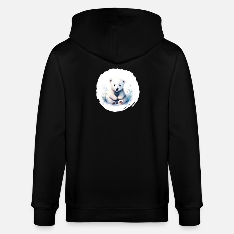 Aquarelle d’ours polaire - Veste à capuche bio CULTIVATOR Stanley/Stella Unisexe - noir