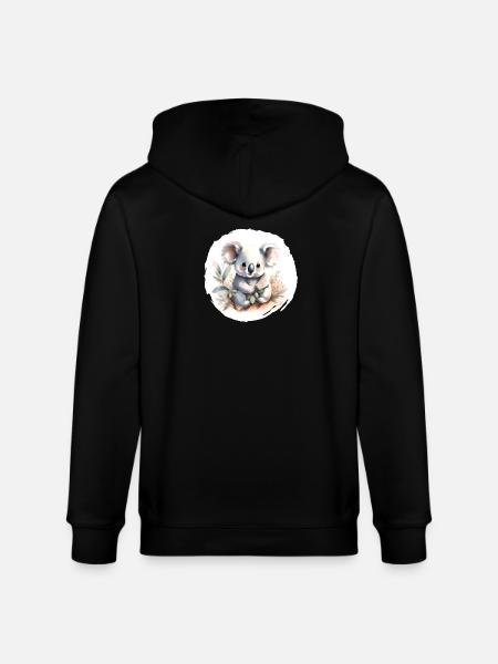 Aquarelle de Koala - Veste à capuche bio CULTIVATOR Stanley/Stella Unisexe - noir