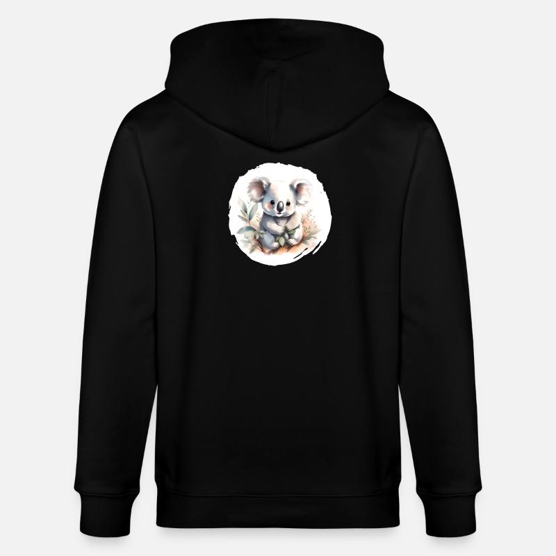 Koala Aquarell - Stanley/Stella Unisex Bio-Kapuzenjacke CULTIVATOR  - Schwarz