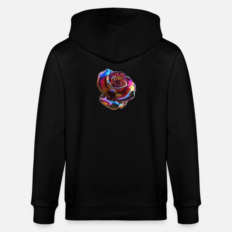Irisierende Regenbogenrose - Stanley/Stella Unisex Bio-Kapuzenjacke CULTIVATOR  - Schwarz