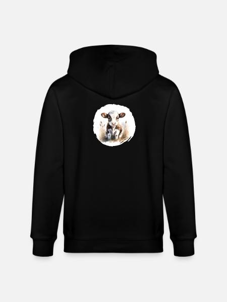 Kälbchen Aquarell - Stanley/Stella Unisex Bio-Kapuzenjacke CULTIVATOR - Schwarz