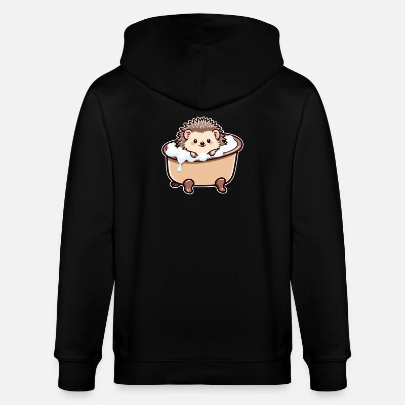 Hérisson mignon dans la baignoire - Veste à capuche bio CULTIVATOR Stanley/Stella Unisexe - noir