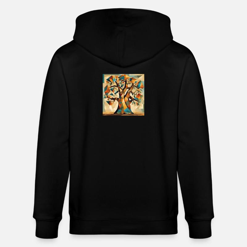 Herbstbaum in Geometrie - Stanley/Stella Unisex Bio-Kapuzenjacke CULTIVATOR  - Schwarz