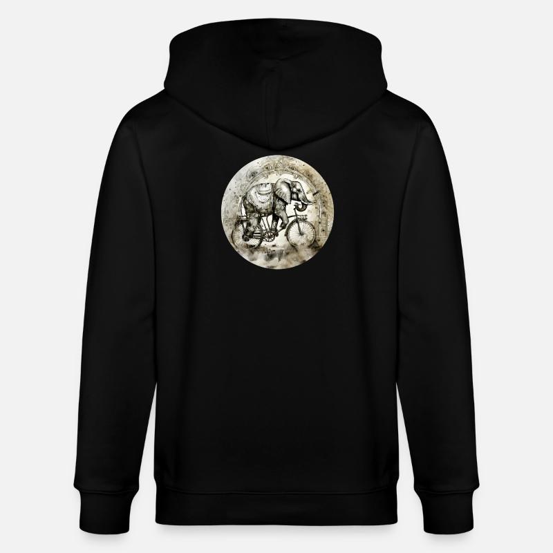 Indischer Elefant auf dem Rad - Stanley/Stella Unisex Bio-Kapuzenjacke CULTIVATOR  - Schwarz