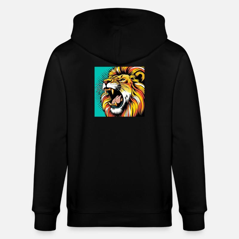 Löwe Pop Art - Stanley/Stella Unisex Bio-Kapuzenjacke CULTIVATOR  - Schwarz