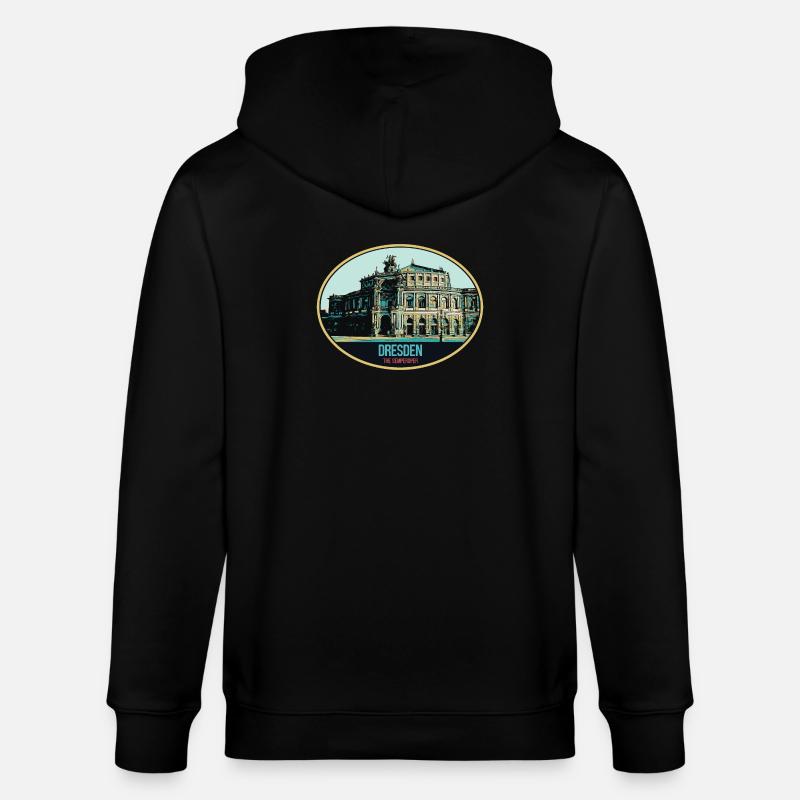 Dresdner Semperoper: Eleganz in der Illustration - Stanley/Stella Unisex Bio-Kapuzenjacke CULTIVATOR  - Schwarz