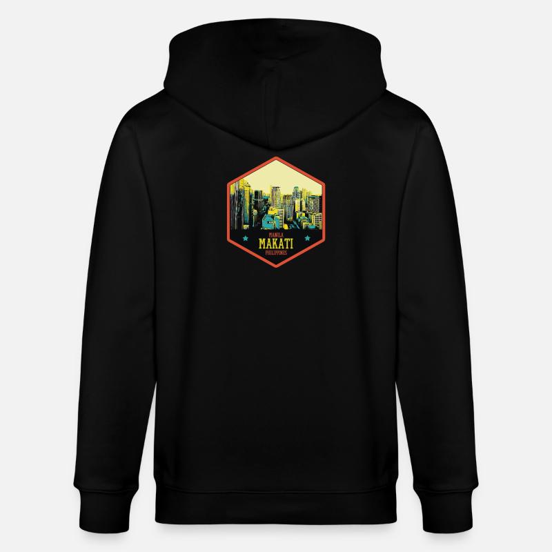 Skyline Éclatant : Makati, Manille, Philippines - Veste à capuche bio CULTIVATOR Stanley/Stella Unisexe - noir