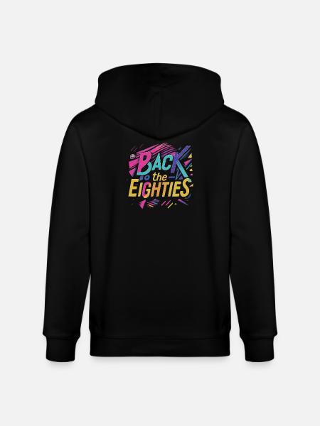 Bunte 80er Jahre Neon Schriftzug - Stanley/Stella Unisex Bio-Kapuzenjacke CULTIVATOR - Schwarz