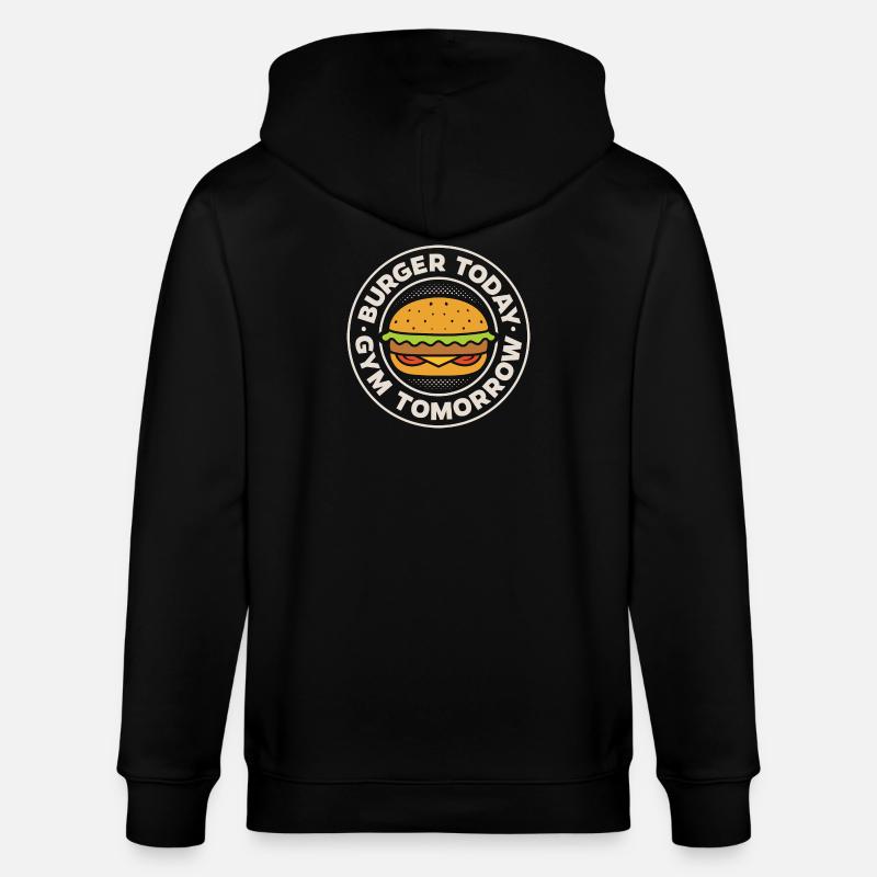 Burger aujourd’hui, gym demain - Veste à capuche bio CULTIVATOR Stanley/Stella Unisexe - noir