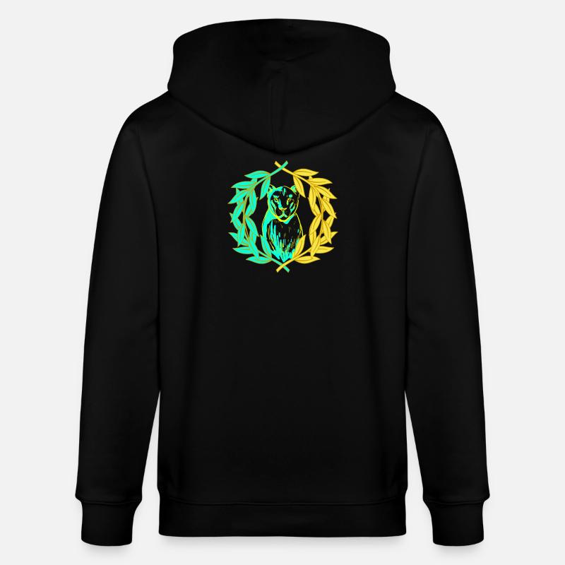Leopard Tiger Katze Lorbeerkranz - Stanley/Stella Unisex Bio-Kapuzenjacke CULTIVATOR  - Schwarz
