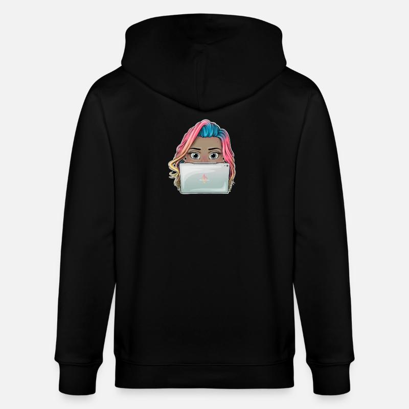 Lebendiges Reva Prisma arbeitendes Mädchen Design - Stanley/Stella Unisex Bio-Kapuzenjacke CULTIVATOR  - Schwarz