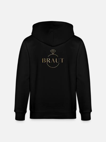 Team Braut! Diamant-Ring personalisierbar - Stanley/Stella Unisex Bio-Kapuzenjacke CULTIVATOR - Schwarz