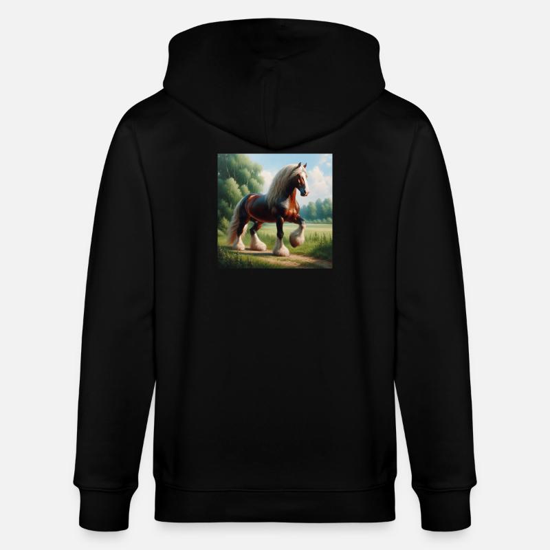Aquarell Percheron Pferd - Stanley/Stella Unisex Bio-Kapuzenjacke CULTIVATOR  - Schwarz