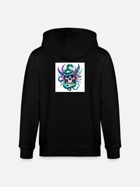 Aquarelle Crâne et Serpent - Veste à capuche bio CULTIVATOR Stanley/Stella Unisexe - noir