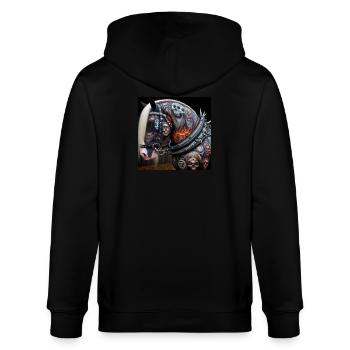 Tätowiertes schweres Pferd - Stanley/Stella Unisex Bio-Kapuzenjacke CULTIVATOR  - Schwarz - Hinten - Anna (173cm)