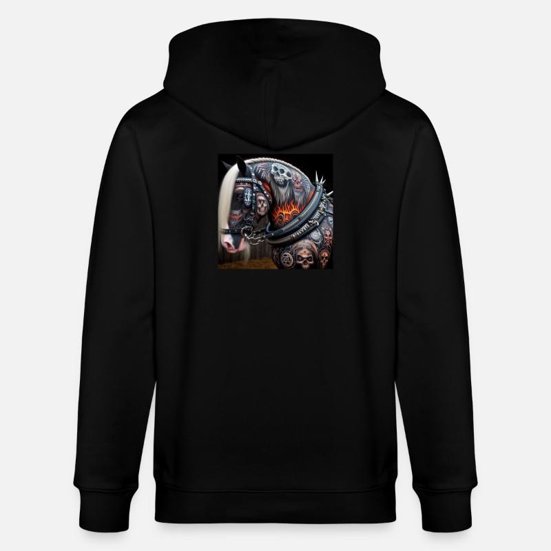 Tätowiertes schweres Pferd - Stanley/Stella Unisex Bio-Kapuzenjacke CULTIVATOR  - Schwarz