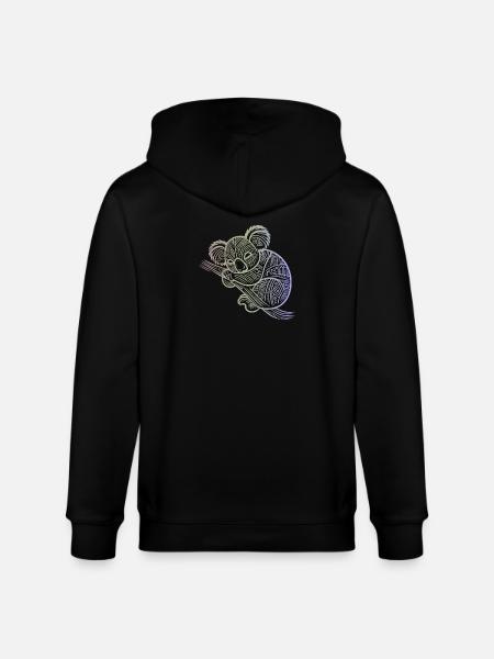 koala in aboriginal patterns, tribal - Stanley/Stella CULTIVATOR  Unisex Organic Hooded Jacket - black