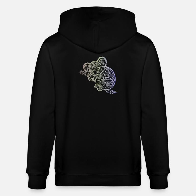 koala en motifs aborigènes , tribal - Veste à capuche bio CULTIVATOR Stanley/Stella Unisexe - noir