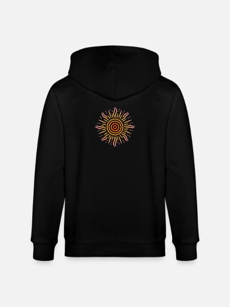 Sun Tribal Patterns Yellow Red Pink - Stanley/Stella CULTIVATOR  Unisex Organic Hooded Jacket - black