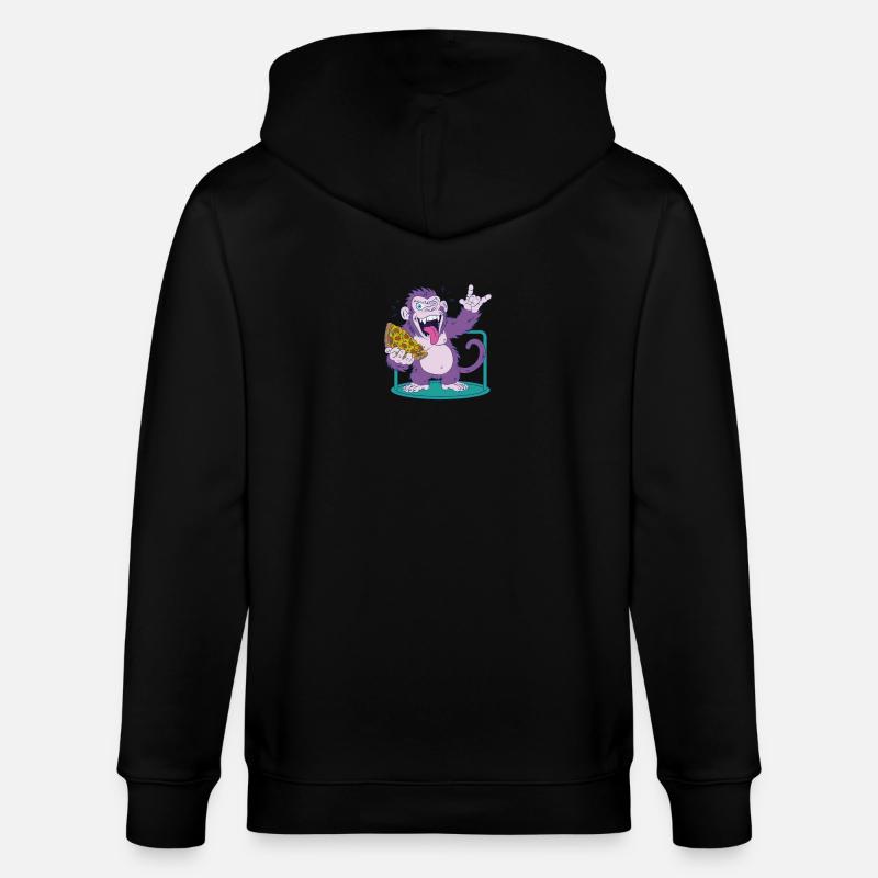 Pizza: Monkey makes it better! - Stanley/Stella CULTIVATOR  Unisex Organic Hooded Jacket - black