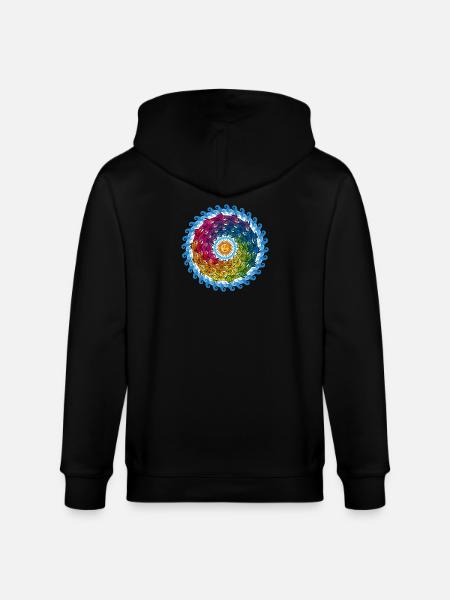 Circle of fish underwater and sun - Stanley/Stella CULTIVATOR  Unisex Organic Hooded Jacket - black