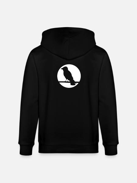 Crow on a branch - Stanley/Stella CULTIVATOR Unisex Organic Hooded Jacket - black