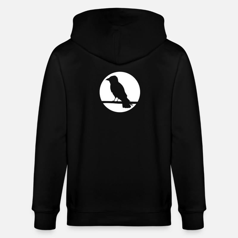 Krähe auf Ast - Stanley/Stella Unisex Bio-Kapuzenjacke CULTIVATOR - Schwarz