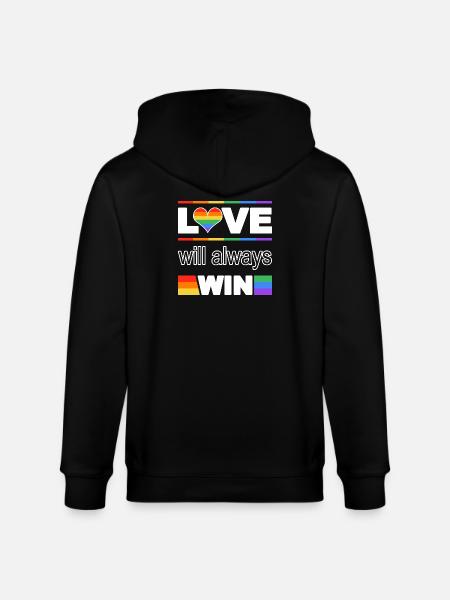 Love Wins Pride Heart - Stanley/Stella CULTIVATOR  Unisex Organic Hooded Jacket - black