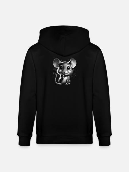 Adorable Cute Mouse Design - Stanley/Stella CULTIVATOR  Unisex Organic Hooded Jacket - black