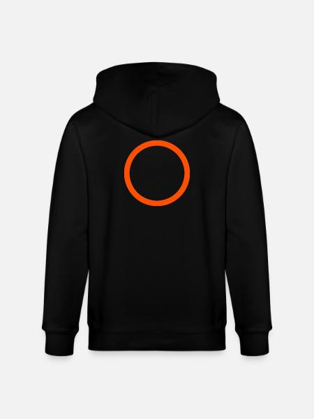 Neon Orange Circle Emblem - Stanley/Stella CULTIVATOR Unisex Organic Hooded Jacket - black