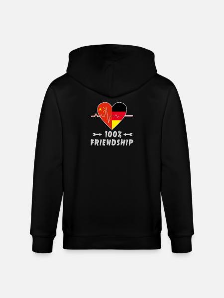 China and Germany 100% friendship - Stanley/Stella CULTIVATOR Unisex Organic Hooded Jacket - black