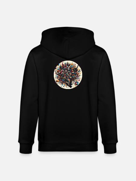 Afro Style Abstract Musical Explosion - Stanley/Stella CULTIVATOR  Unisex Organic Hooded Jacket - black