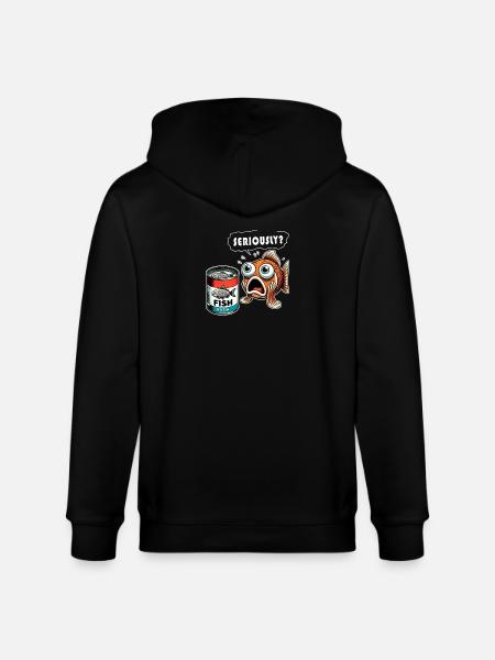 Funny canned fish design - Stanley/Stella CULTIVATOR Unisex Organic Hooded Jacket - black