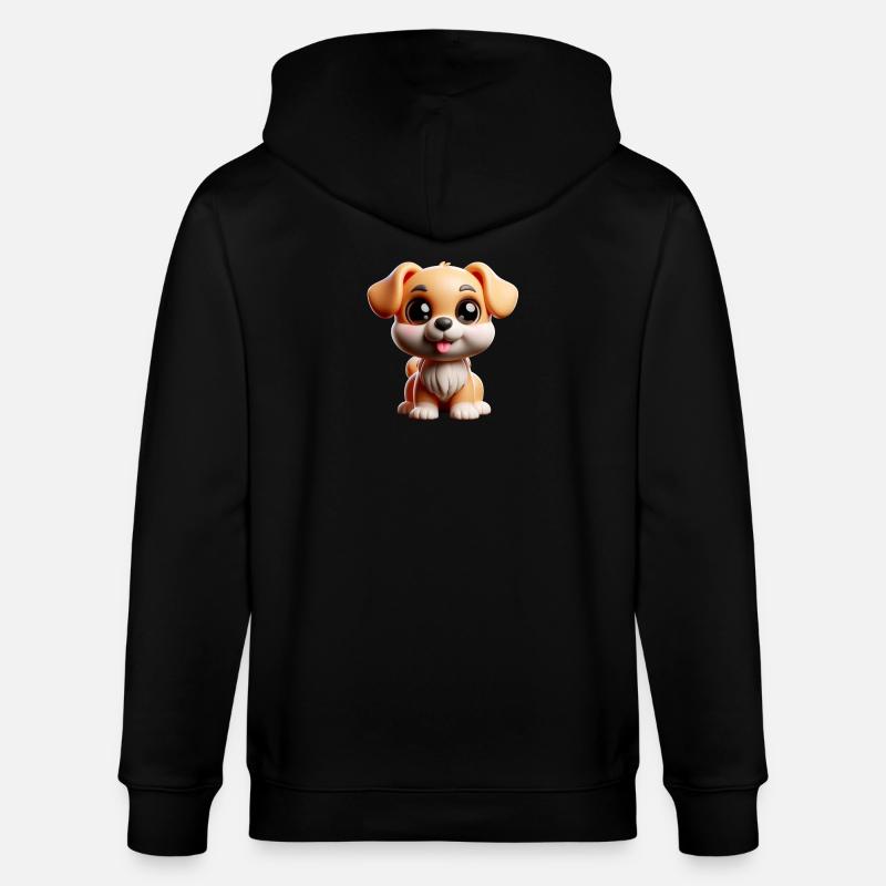 Chiot mignon de style dessin animé - Veste à capuche bio CULTIVATOR Stanley/Stella Unisexe - noir