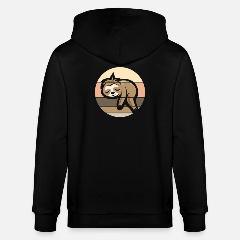 retro sloth comic icon sunset logo - Stanley/Stella CULTIVATOR  Unisex Organic Hooded Jacket - black