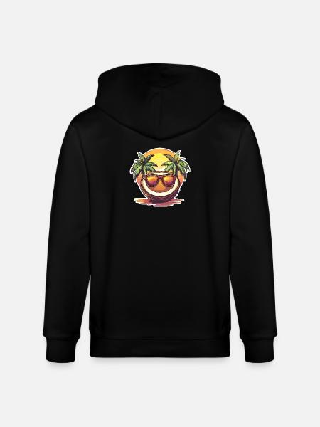 Coconut beach with sunglasses - Stanley/Stella CULTIVATOR Unisex Organic Hooded Jacket - black