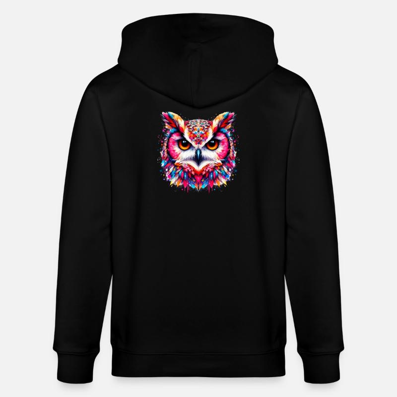 Eule - Stanley/Stella Unisex Bio-Kapuzenjacke CULTIVATOR  - Schwarz
