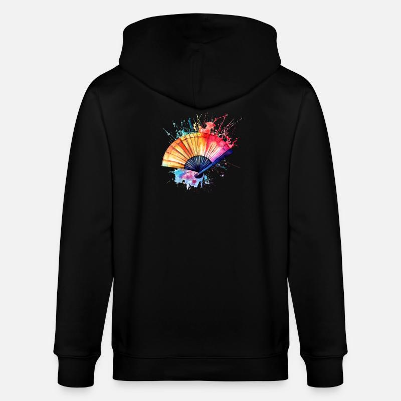 Lebendiger Aquarell-Fächer - Stanley/Stella Unisex Bio-Kapuzenjacke CULTIVATOR  - Schwarz