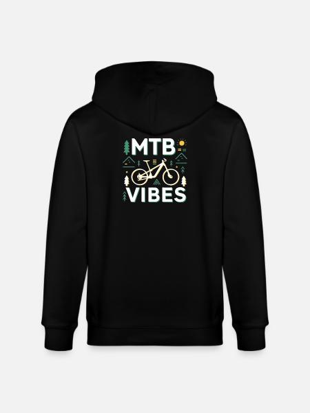 Mountain Bike Vibes Illustration - Stanley/Stella CULTIVATOR Unisex Organic Hooded Jacket - black