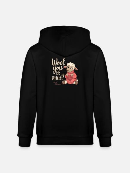 Wolliges Valentinsherz Schäfchen - Stanley/Stella Unisex Bio-Kapuzenjacke CULTIVATOR - Schwarz