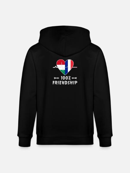 Hungary and France 100% friendship - Stanley/Stella CULTIVATOR Unisex Organic Hooded Jacket - black