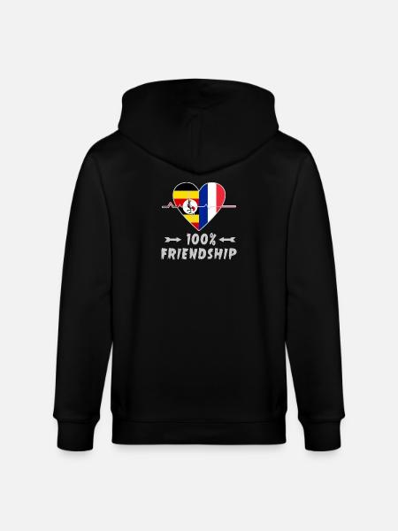 Uganda and France 100% friendship - Stanley/Stella CULTIVATOR Unisex Organic Hooded Jacket - black
