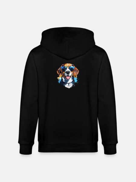 Beagle with sunglasses - Stanley/Stella CULTIVATOR Unisex Organic Hooded Jacket - black