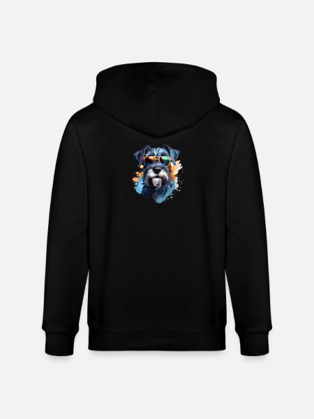 Schnauzer with sunglasses - Stanley/Stella CULTIVATOR Unisex Organic Hooded Jacket - black