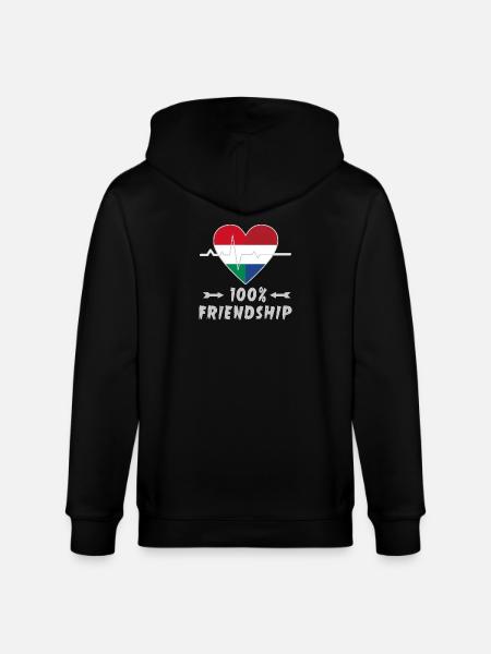 Hungary and Netherlands 100% friendship - Stanley/Stella CULTIVATOR Unisex Organic Hooded Jacket - black