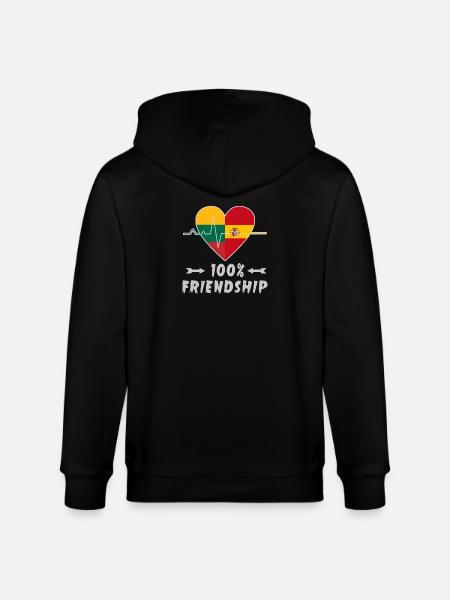 Lithuania and Spain 100% friendship - Stanley/Stella CULTIVATOR  Unisex Organic Hooded Jacket - black
